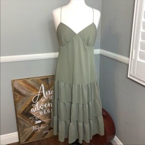 Michael Kors Olive Green Ruffle strap dress